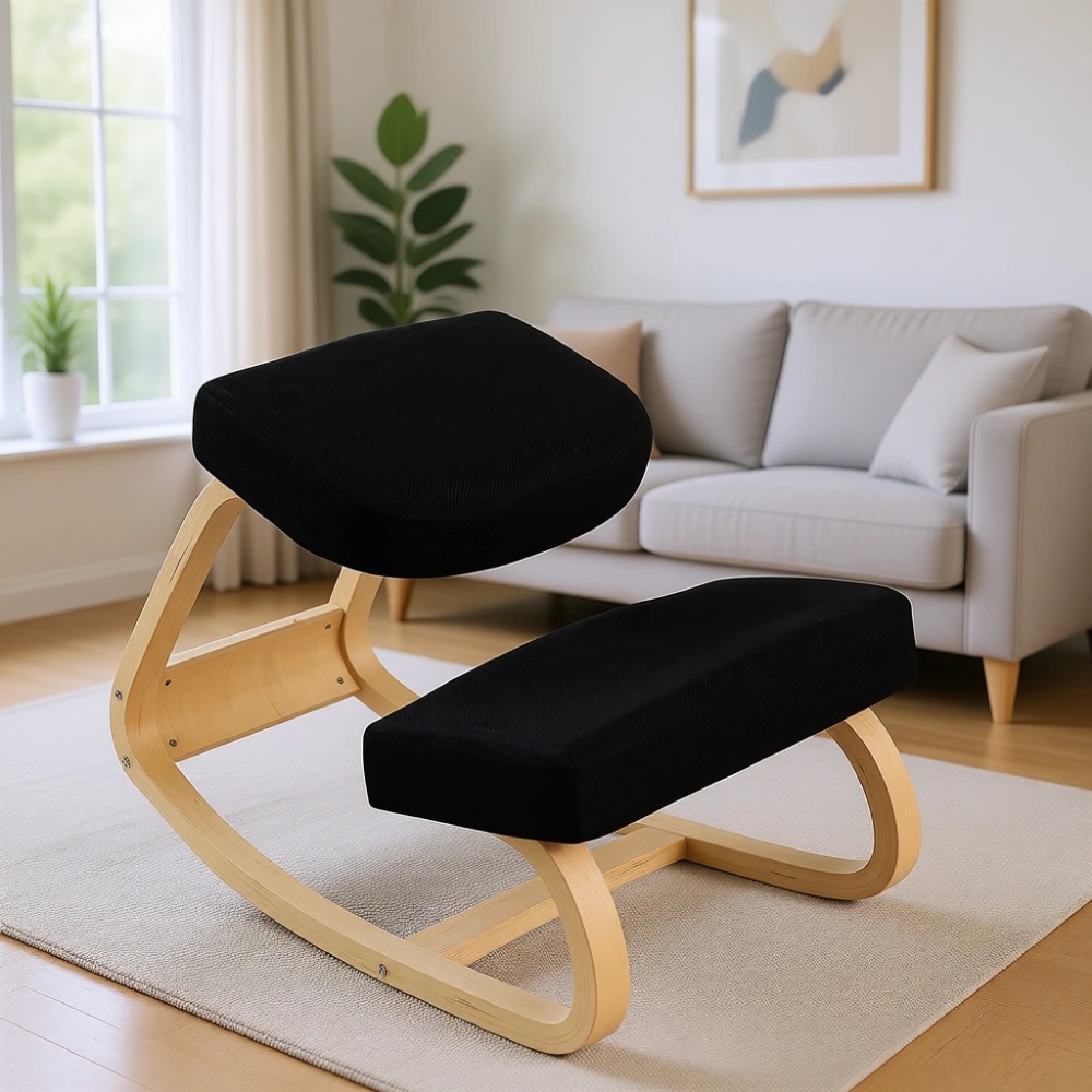 Home Office Chair - Ergonomiczny drewniany fotel bujany z poduszkami