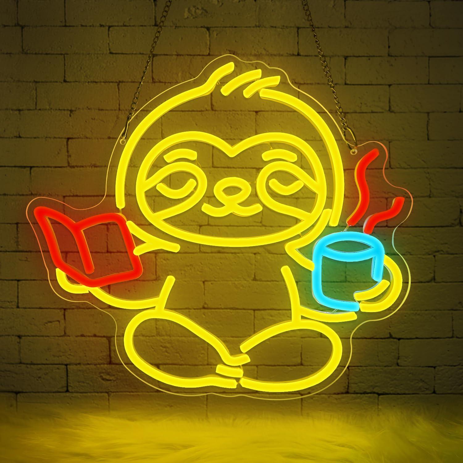 Home Office Gifts - Neonowy znak Leniwiec, lampka LED z