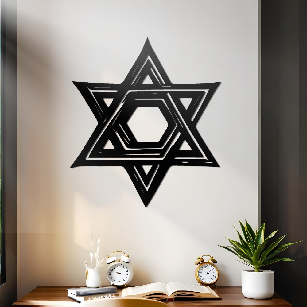 Home Office Art - CIFBUY Metalowa Tablica Gwiazda Dawida, Żelazna